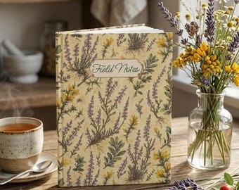 Diario botanico personalizzato con copertina rigida a righe, quaderno di erbe delle Highlands scozzesi, appunti di erboristeria, diario di raccolta di erbe spontanee, ricettario di erbe.