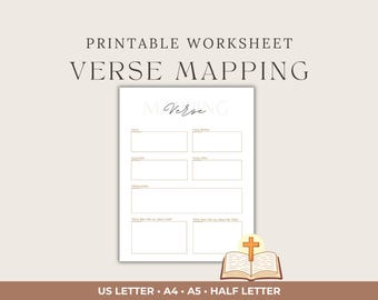 Mappatura dei versetti biblici stampabile / Scheda di studio delle Scritture cattoliche, strumento di studio biblico per donne, formato US Letter A4 A5 Half Letter (download digitale)