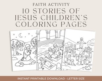 Disegni da colorare di Gesù per bambini, schede di attività cristiane per bambini piccoli con 10 storie di Gesù, progetti artistici per l'istruzione a casa, stampabili