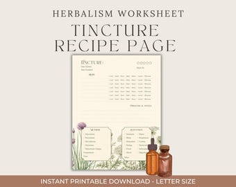 Scheda di monitoraggio delle tinture stampabile / Foglio di lavoro per l'erboristeria, registro di ricette botaniche per mamme con poco tempo a disposizione, raccoglitore per la farmacia domestica (PDF)