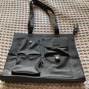 Bolso/cartera para portátil grande, resistente, de estilo vintage, de color marrón, con 4 bolsillos