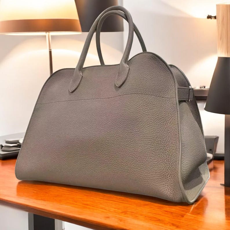 Luxury Margaux Leather Tote Italian Designer Handbag, Elegant Business