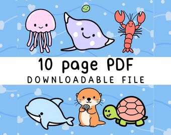 Diversión en el océano: Libro para colorear con lindos animales marinos, cosas de playa, para adolescentes y adultos, gran audaz para la relajación, el alivio del estrés y el TDAH