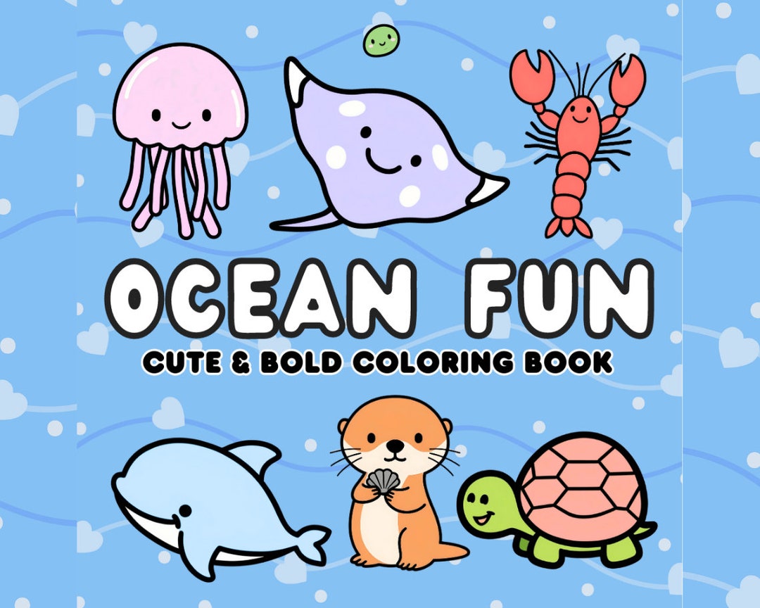 Ocean Fun: Coloring Book Featuring Cute Sea Animals, Beach Things, for ...