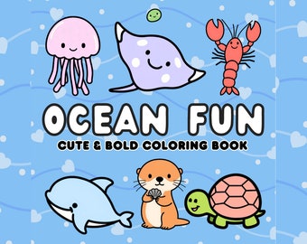 Diversión en el océano: Libro para colorear con lindos animales marinos, cosas de playa, para adolescentes y adultos, gran audaz para la relajación, el alivio del estrés y el TDAH
