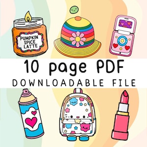 Cute & Retro: Coloring Book Featuring Cute Groovy, Vintage, 90s Things, for Teens, Adults, Big Bold for Relaxation, Stress-relief, ADHD