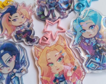 League of Legends, KDA Acrylic Epoxy Charm Holographic, Akali, Evelynn, Ahri, Kaisa, Seraphine