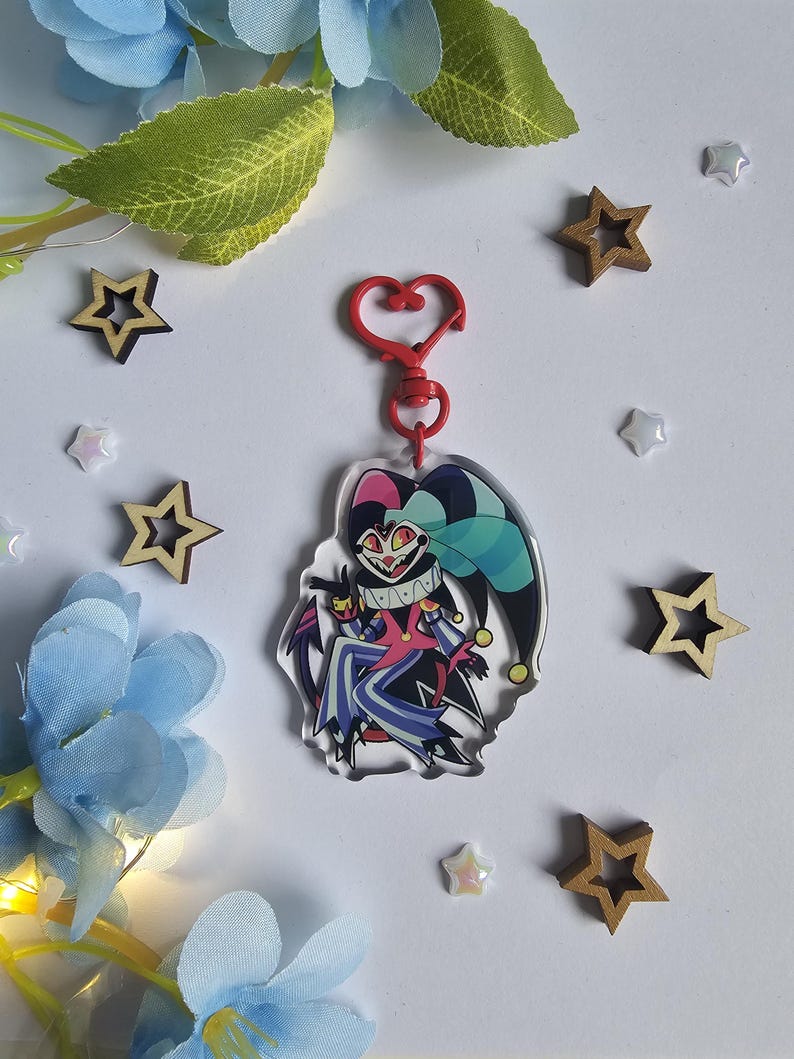 Jester Key Chain Helluva Boss's Keychain, Blitzo, Millie & Moxxie, Loona, Stolas ...