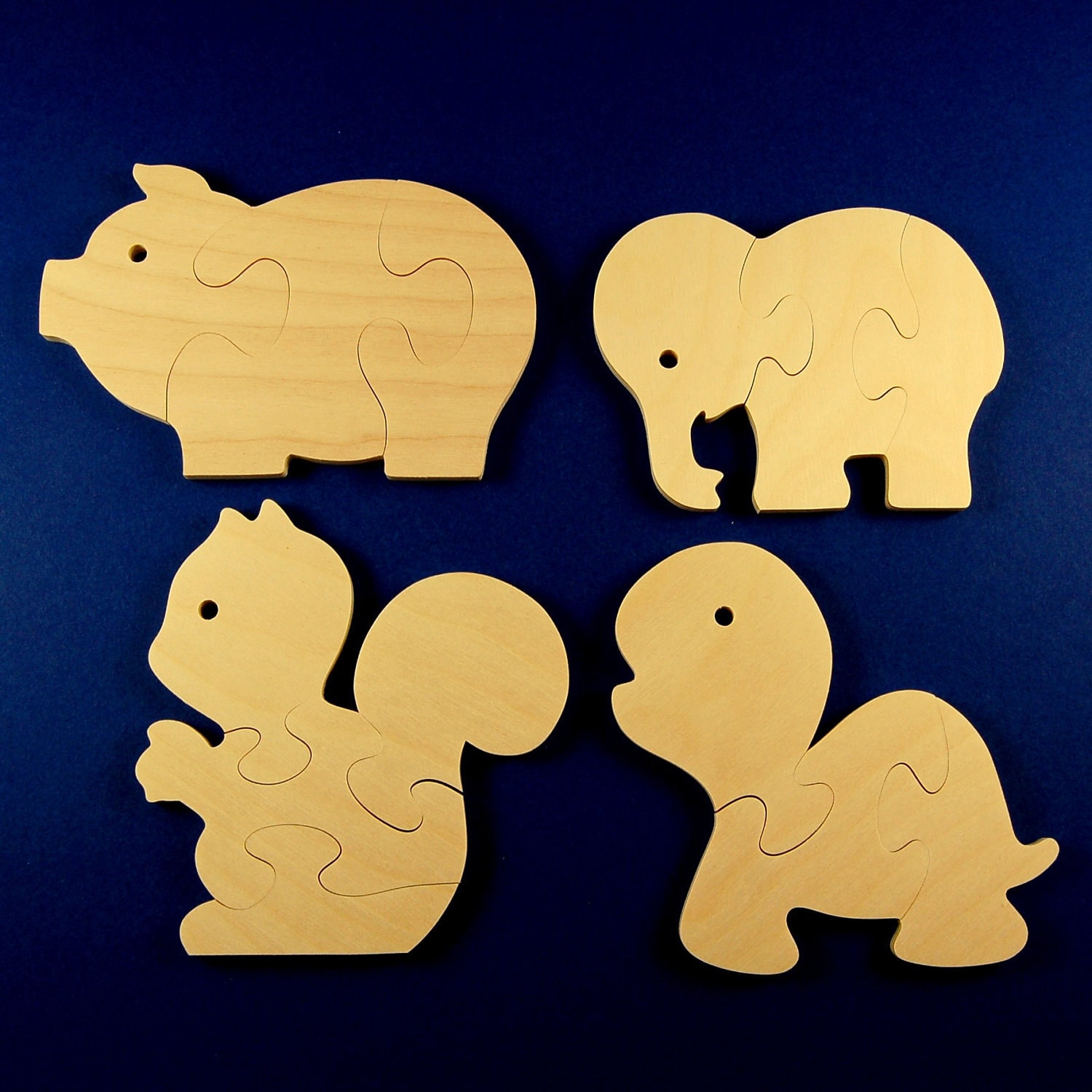 Childrens Wood Puzzles Fun Animals Set of 4 Wooden Jigsaw ...
