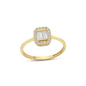 14K Solid Gold Baguette Ring - Dainty Gold Rectangle Engagement Ring - Minimalist Gold Anniversary Ring - Wedding Gold Ring - Cute Gold Ring