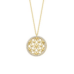 14K Solid Gold Flower of Life Necklace - Sacred Geometry Medallion - Symbol of Perun Gold Pendant - Dainty Gold Seed of Life Necklace