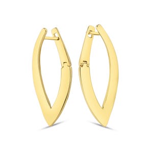 Boucles d'oreilles ovales en or massif 14 carats - Boucles d'oreilles tendance en or délicats - Boucles d'oreilles géométriques modernes en or - Options de boucles d'oreilles en or rose et or blanc