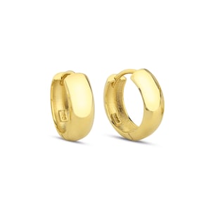 14K Solid Gold Huggie Earrings: Minimalist Hoop Earrings