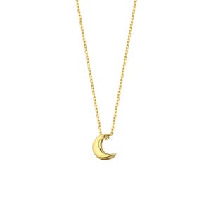 14K Solid Gold Tiny Crescent Necklace - Dainty Gold Moon Necklace - Minimalist Gold Celestial Jewelry - Delicate Gold Crescent Charm