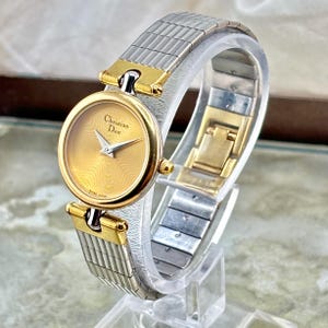 Orologio Christian Dior bicolore da donna, 100% autentico, vintage, realizzato in Svizzera