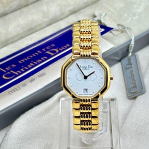 100% authentiek Christian Dior-horloge goudkleurige vintage Swiss Made dames