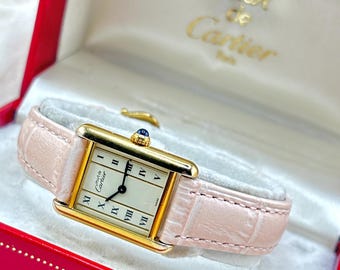 100% authentische Vintage Must De Cartier Tank Vermeil Golduhr