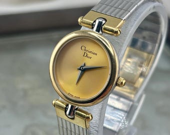 100% Authentic Christian Dior Watch Two Tone Women's Vintage Swiss