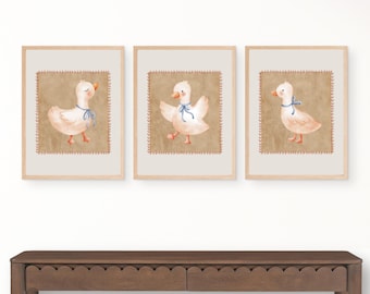 Cute Duck Art Print Set, Nursery Decor (Digital Download)