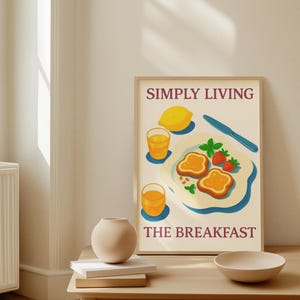 Breakfast Quote Art Print: Minimalist Kitchen Coffee Bar Decor (Digital Download)