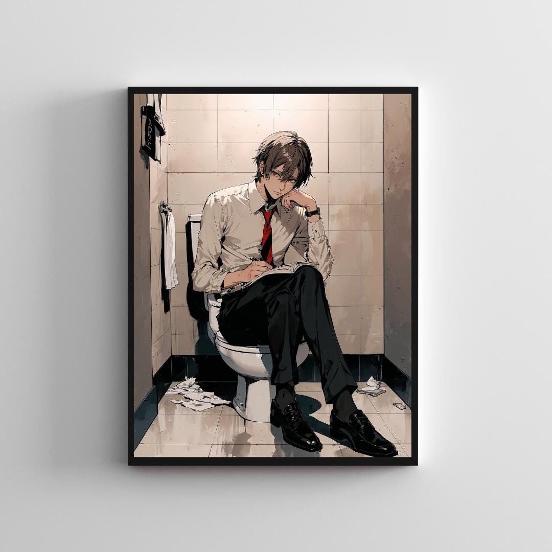 Death Note Inspired Light Yagami Toilet Art, Anime Bathroom Decor