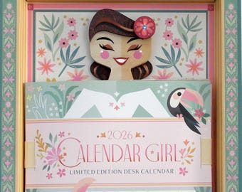 2026 Calendar Girl #298 of 300 - Brunette with Flower