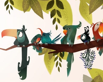 Bird Branch Mini Print