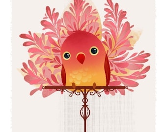 Red Birdie Mini Print