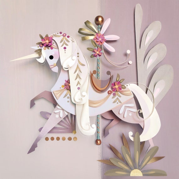 Carousel Unicorn Print - Etsy