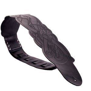 Leather guitar strap, personalized, viking, viking animal, viking guitar strap, guitar strap leather, banjo strap, acoustic strap, Celtic