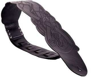 Leather guitar strap, personalized, viking, viking animal, viking guitar strap, guitar strap leather, banjo strap, acoustic strap, Celtic