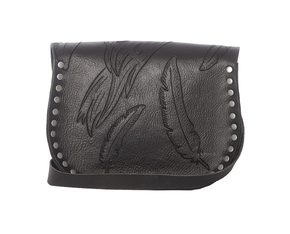Raven bag black leather crossbody bag Raven purse Etsy