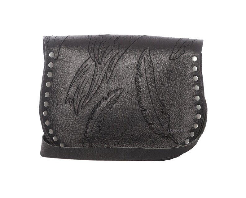 Raven Bag Black Leather Crossbody Bag Raven Purse Etsy