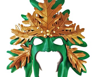 green man mask, medieval mask, greenman, tree mask, green masquerade, woodsman, masquerade ball mask, adult mask, pagan mask, tree spirits