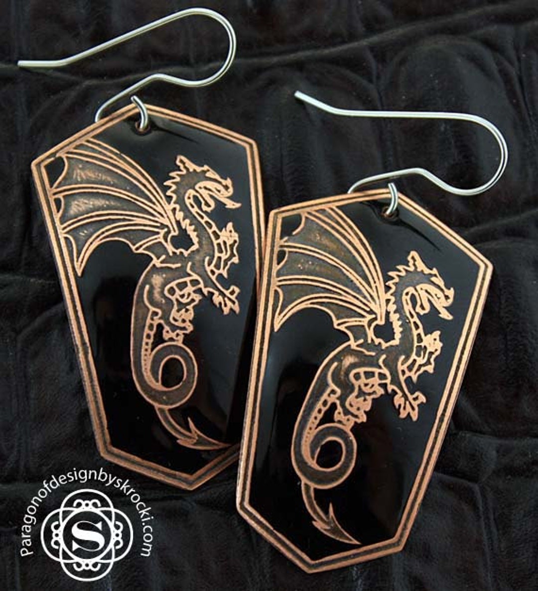 Flying Dragon Earrings, Rpg Jewelry, Mythological Jewelry, Dragon