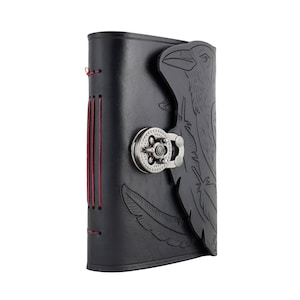 Raven book, the raven book, raven leather journal, raven skull, claw, the raven, witch notebook, book of shadows, spell book, poe raven