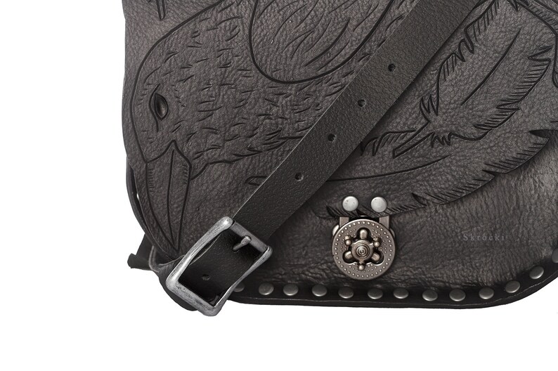 Raven Bag Black Leather Crossbody Bag Raven Purse Etsy