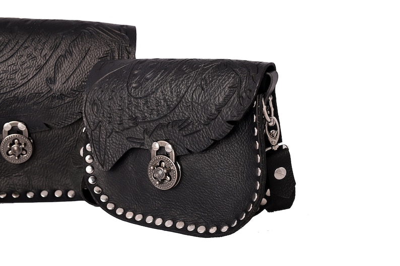 Raven Bag Black Leather Crossbody Bag Raven Purse Etsy