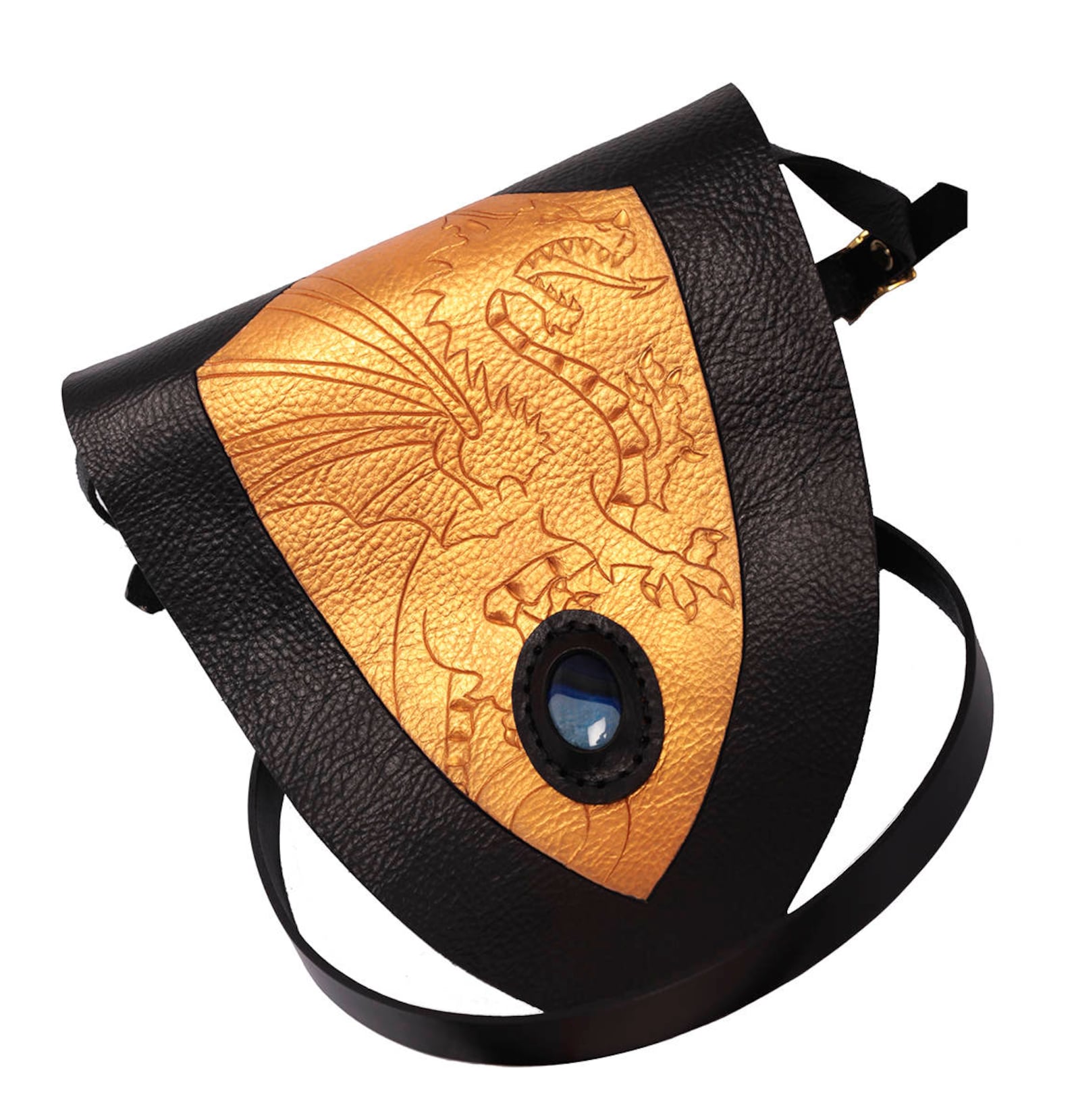 Dragon Bag Fantasy Leather Bag Gold Dragon Medieval Bag Etsy