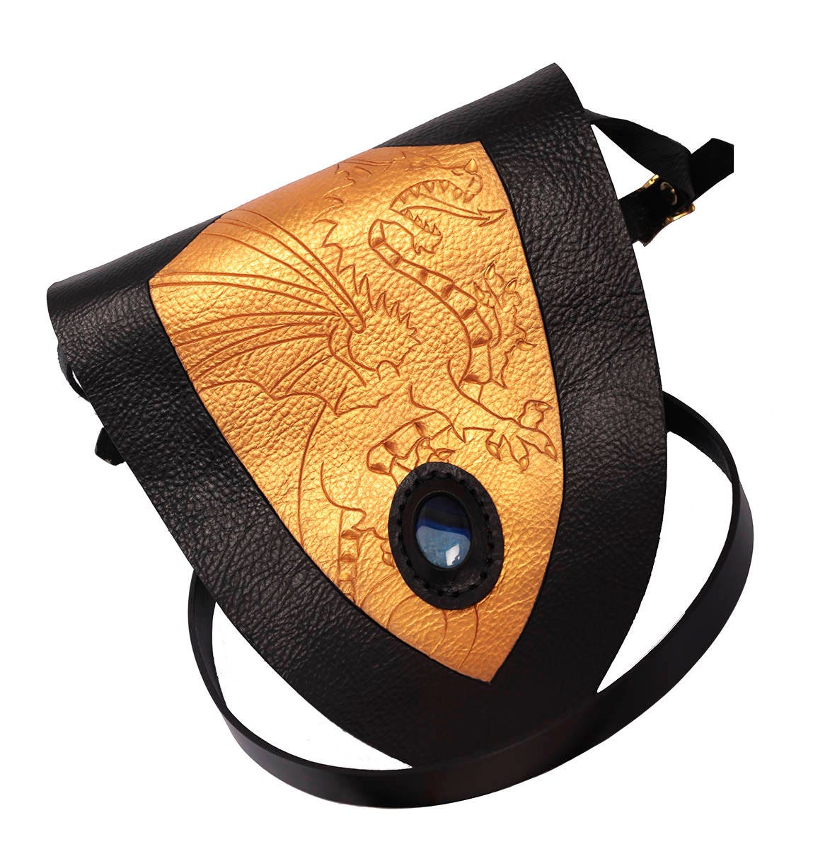 Dragon Bag Fantasy Leather Bag Gold Dragon Medieval Bag Etsy