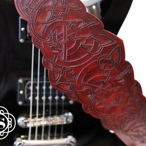 Leather guitar strap, personalized, viking, viking animal, viking guitar strap, guitar strap leather, banjo strap, acoustic strap, Celtic
