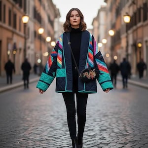 幾何学模様のマルチカラーキルティングジャケット - 2025年冬コレクション