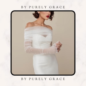 Schulter Braut Schal & Ärmel, Perle Braut Schal Wrap 2-Set, Spitze Langarm Hochzeit Bolero, Braut Handschuhe Accessoires