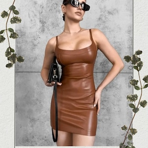 Leather Halter Dress - Etsy New Zealand