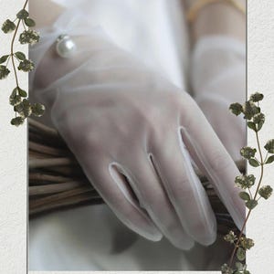 WG014 guanti corti bianchi da sposa eleganti da sposa perle di Tulle perline da donna Handschuh guanti da polso da damigella d'onore da sposa  320