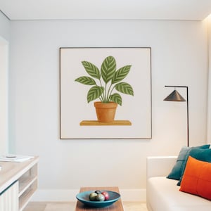 Calathea Plant Wall Art | Watercolor Houseplant Print | Boho Botanical Decor | Terracotta Pot Art | Indoor Greenery Printable