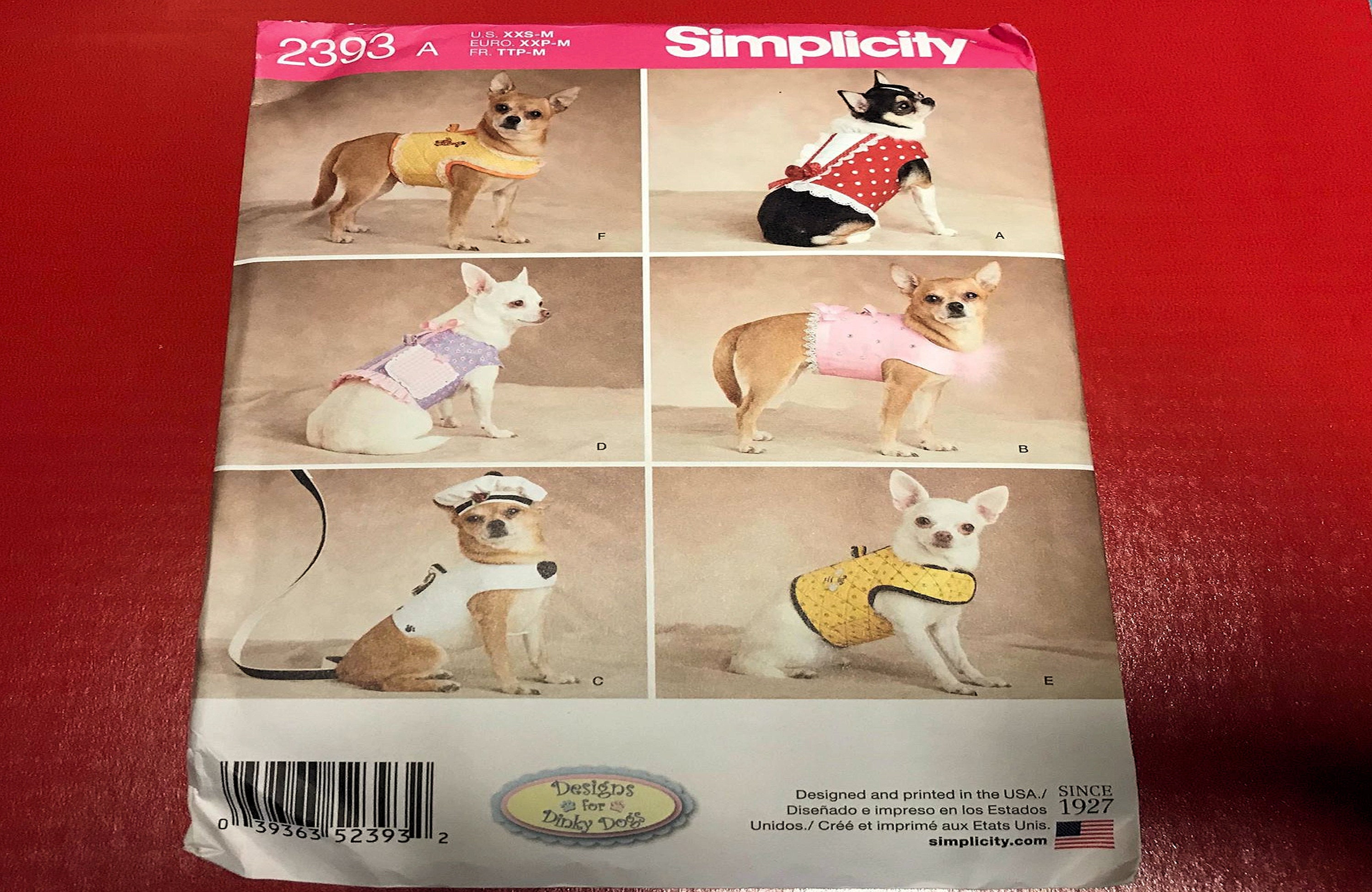 Simplicity Pattern 2393 Small to Medium Dog Clothes and Jackets Sewing