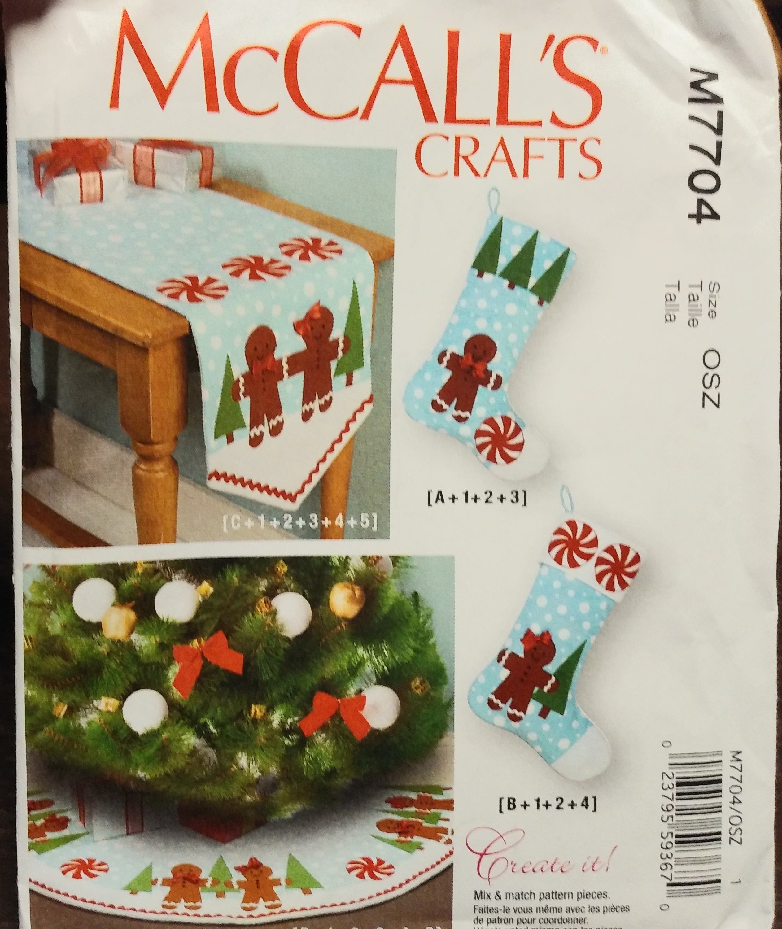 Mccall Patterns M7704OSZ Christmas Stockings Runner and Tree Etsy