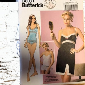 BUTTERICK Sewing Pattern B6031 Ladies Camisole, Slip & Panties Size 6-8-10-12-14