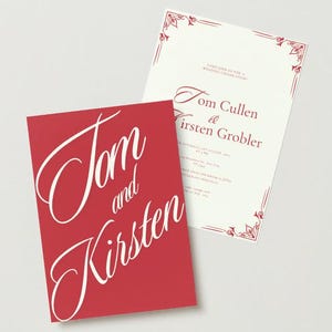 Customizable Wedding Invitation - Classic Red & White Template - Editable Canva Digital Download